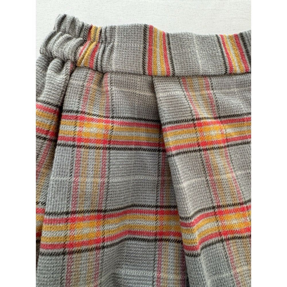 Uniqlo Mini‎ Skirt brown Plaid Tartan Wool Blend Faux Wrap Grunge Women's Sz 160 - Picture 8 of 10